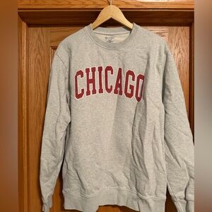 Brandy Melville Gray Crewneck with Red Chicago Print
